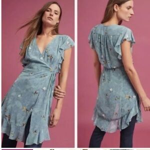 Anthropologie Maeve Butterfly Wrap Dress Blue
Floral Ruffle Sleeve Cottagecore